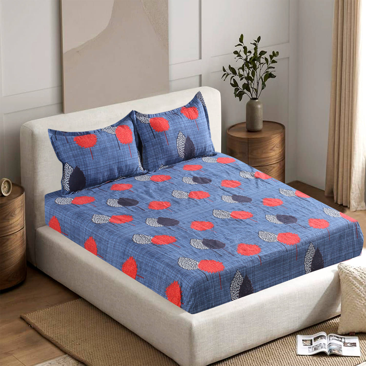 Valtellina Poly Cotton 1 Double Bedsheet with 2 Pillow Covers ( Blue ) Valtellina Poly Cotton 1 Double Bedsheet with 2 Pillow Covers ( Blue )