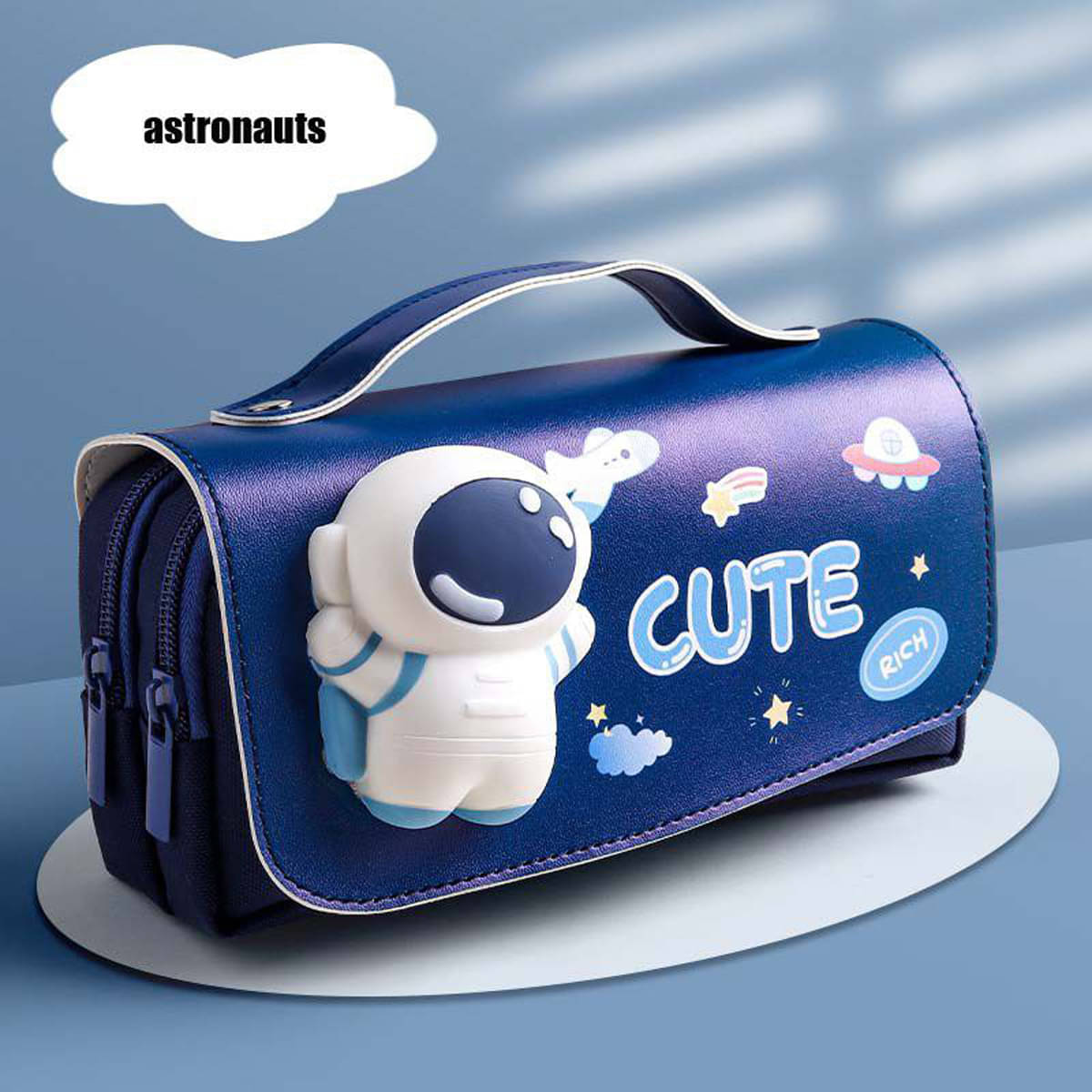    			Villy  3D Astronaut Theme Pencil case Double Layer Large Capacity Pencil Bag