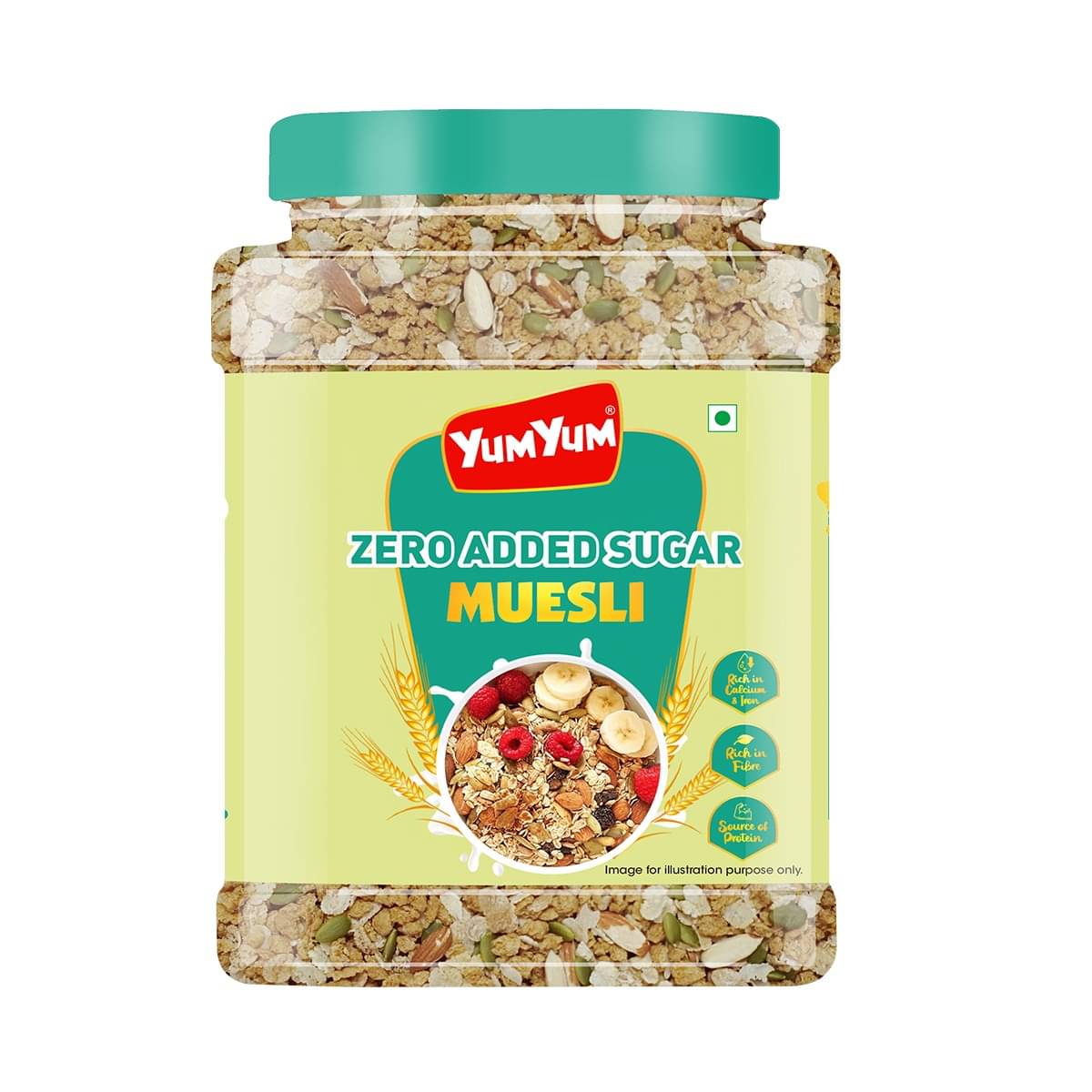     			YUM YUM Zero Added Sugar Muesli 700g, Healthy Breakfast Cereals, No added sugar muesli - Jar