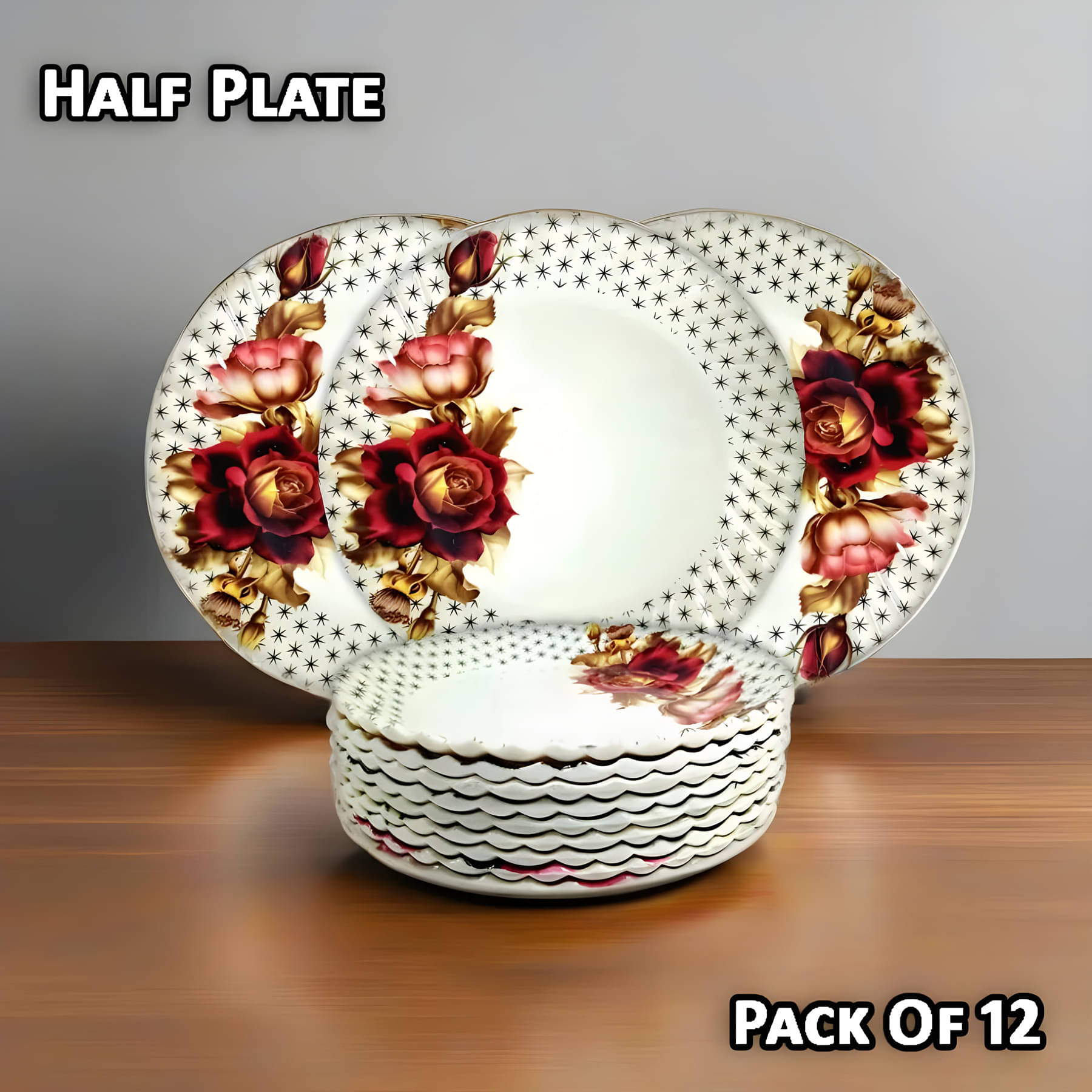     			kitchrox 12 Pcs Melamine Multi Color Half Plate