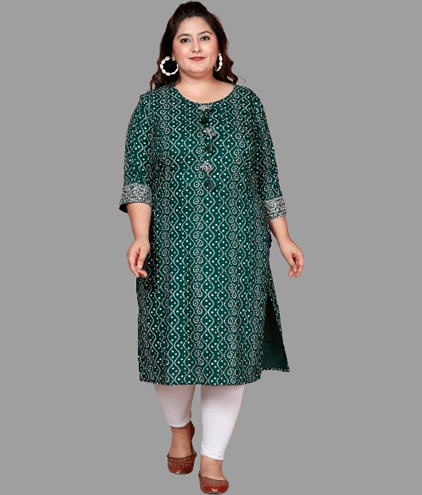 miravan Rayon Printed Straight Women's Kurti - Green ( Pack of 1 ) - Kurtis, Tunics | Buy online on ZillyBuy
