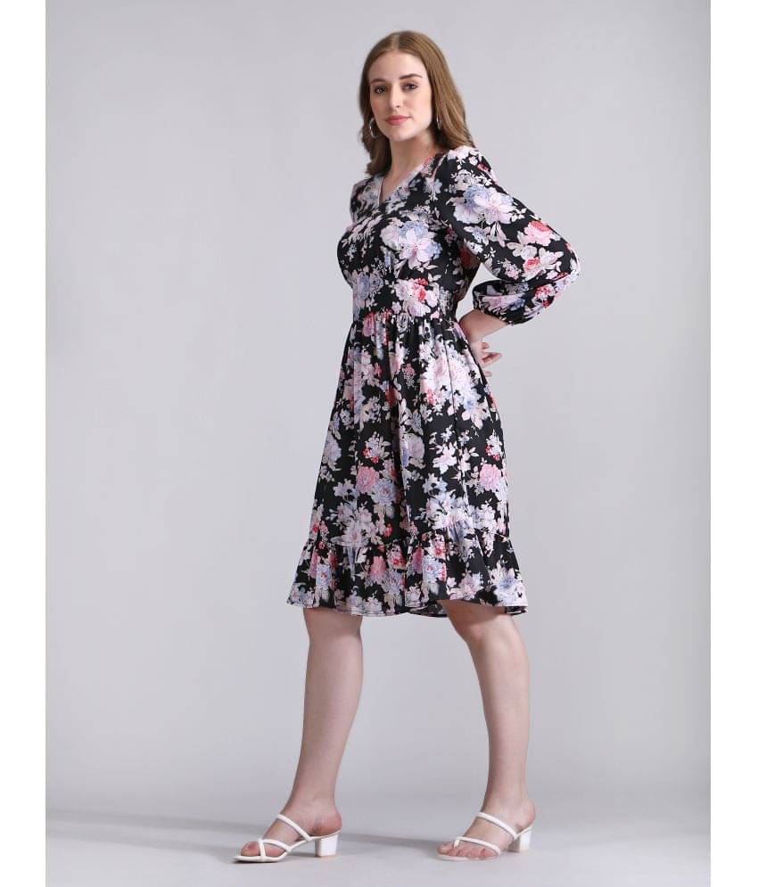     			qrosh Women Cotton Printed Fit & Flare Dress ( Pink )