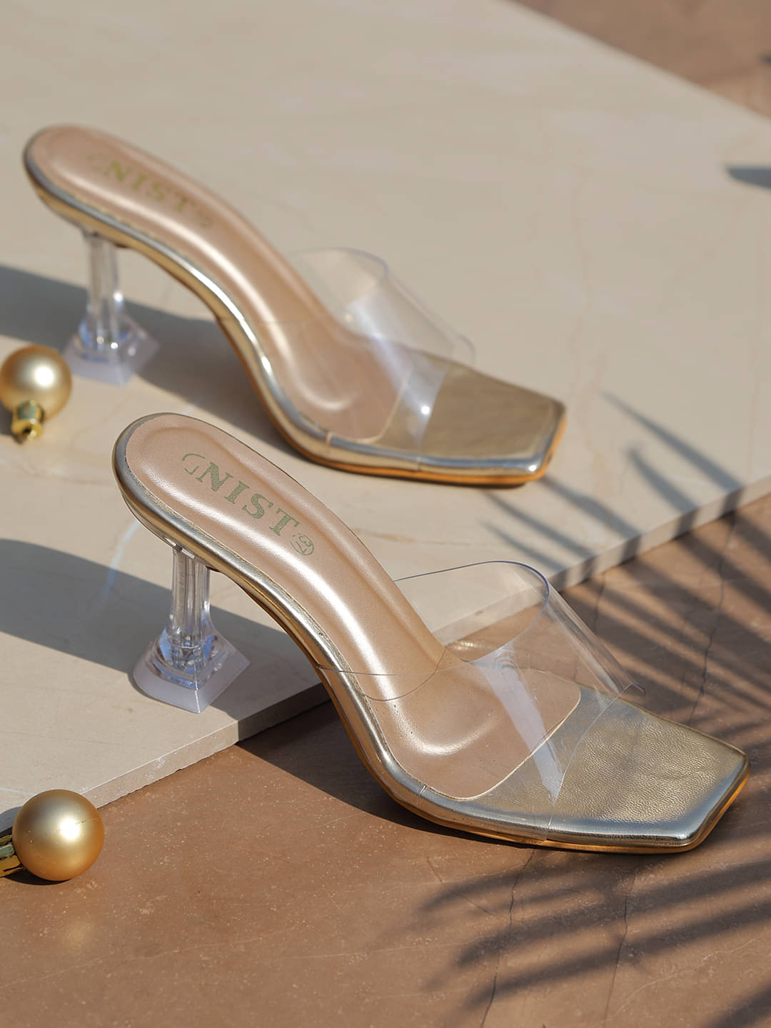     			Gnist Gold Women's Sandal Heels