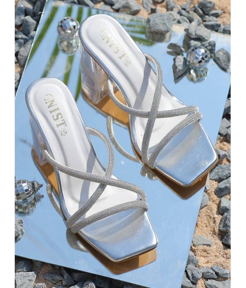     			Gnist Silver Women's Sandal Heels