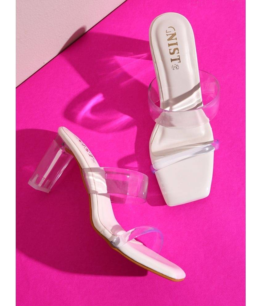     			Gnist White Women's Sandal Heels