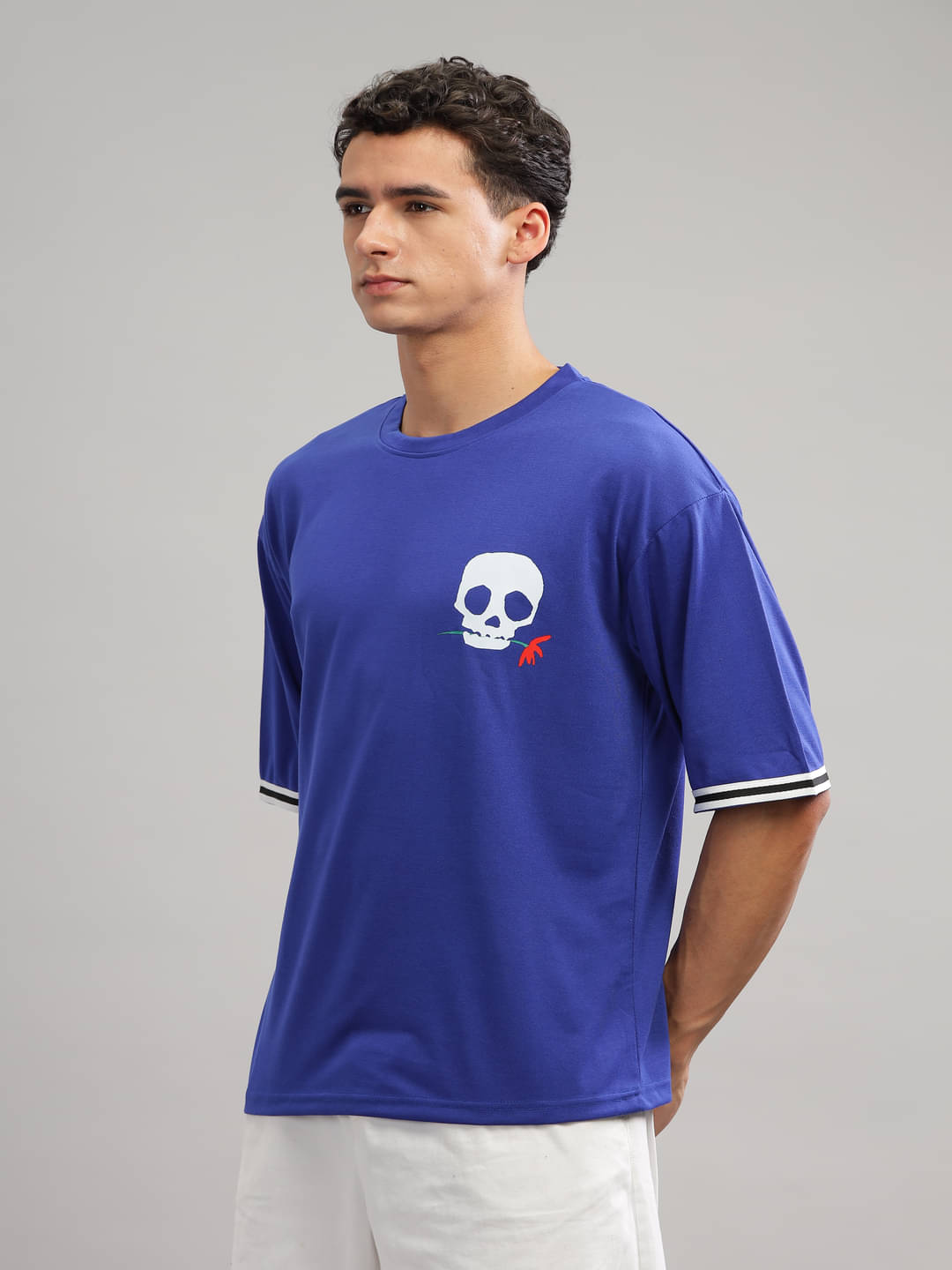    			Gritstones Pack of 1 Cotton Blend Oversized Fit Men's T-Shirt ( Blue )