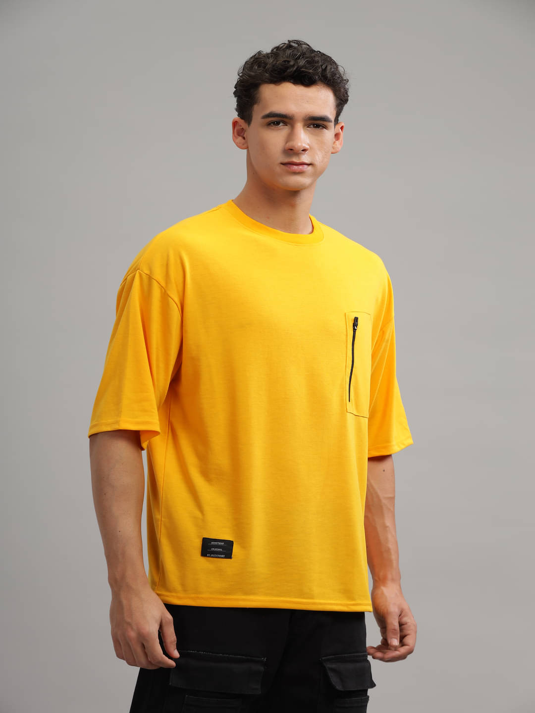     			Gritstones Pack of 1 Cotton Blend Oversized Fit Men's T-Shirt ( Yellow )