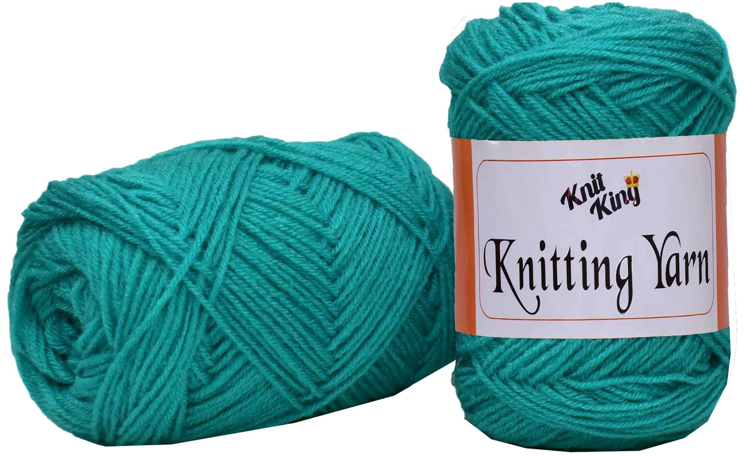     			KNIT KING 100% Acrylic Wool Teal Green 100 GMS Wool Ball Hand Knitting Wool/Art Craft Soft Fingering Crochet Hook Yarn, Needle Knitting Yarn Thread Dyed-Q Art-AIG