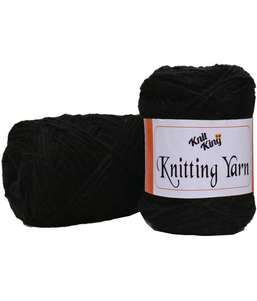     			KNIT KING 100% Acrylic Wool Black 100 GMS Wool Ball Hand Knitting Wool/Art Craft Soft Fingering Crochet Hook Yarn, Needle Knitting Yarn Thread Dyed-C Art-AHI