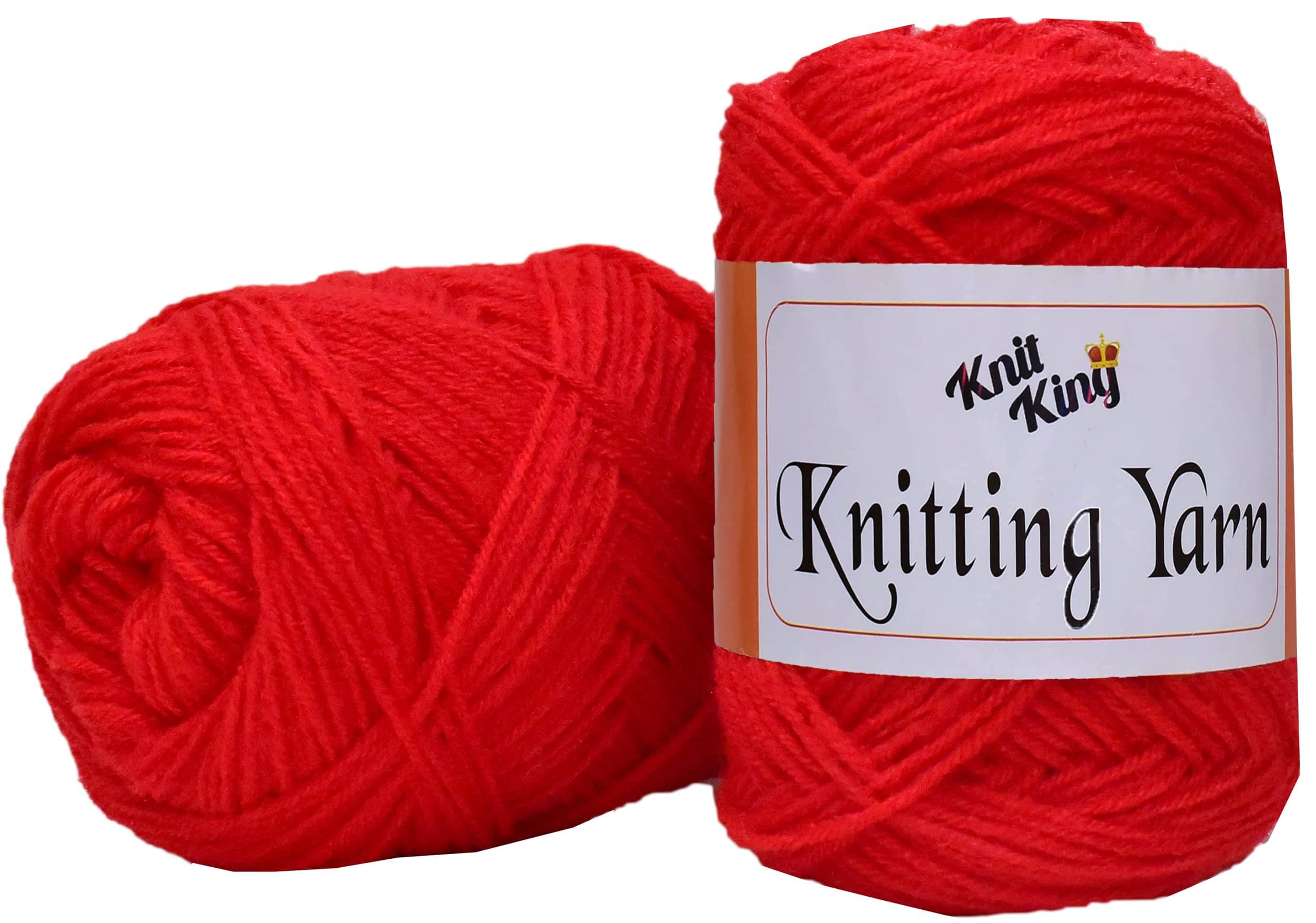     			KNIT KING 100% Acrylic Wool Candy Red 100 GMS Wool Ball Hand Knitting Wool/Art Craft Soft Fingering Crochet Hook Yarn, Needle Knitting Yarn Thread Dyed-A Art-AGB