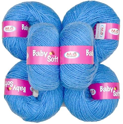     			KNIT KING 100% Acrylic Wool M12 (Pack of 6) Baby Soft Wool Ball Hand Knitting Wool/Art Craft Soft Fingering Crochet Hook Yarn, Needle Knitting Yarn Thread Dyed … F G