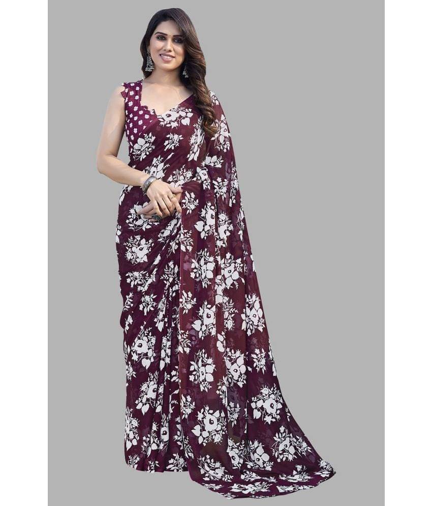 Kashvi Sarees Georgette Printed Saree With Unstitched Blouse Piece ( Mauve )     			Kashvi Sarees Georgette Printed Saree With Unstitched Blouse Piece ( Mauve )