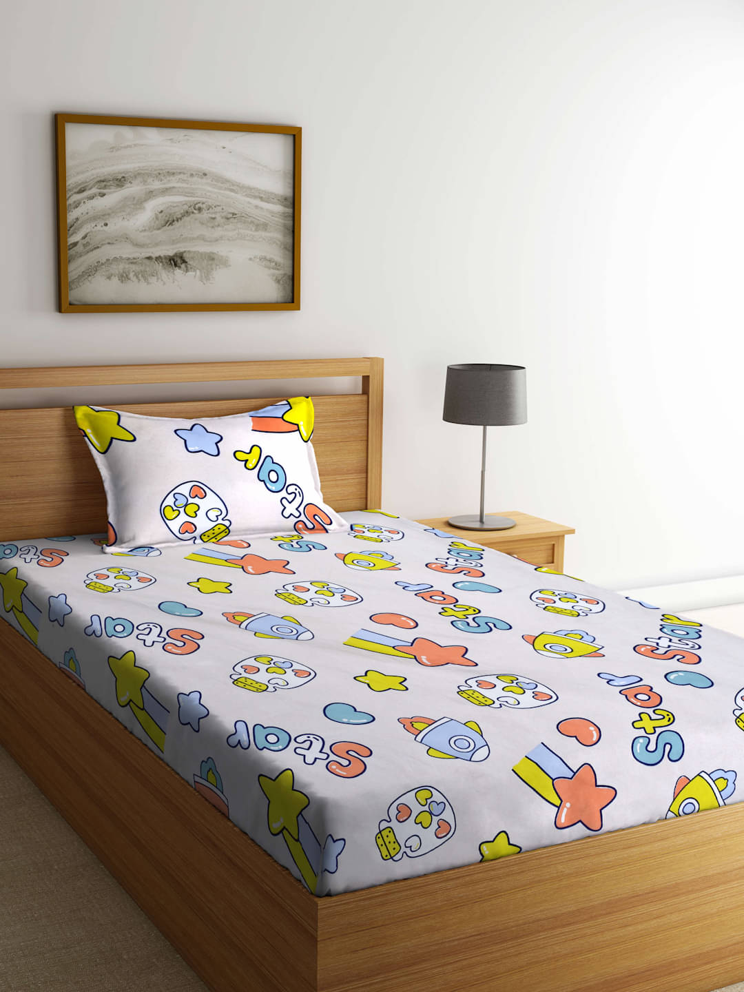 Klotthe Poly Cotton 1 Single Bedsheet with 1 Pillow Cover ( White ) Klotthe Poly Cotton 1 Single Bedsheet with 1 Pillow Cover ( White )