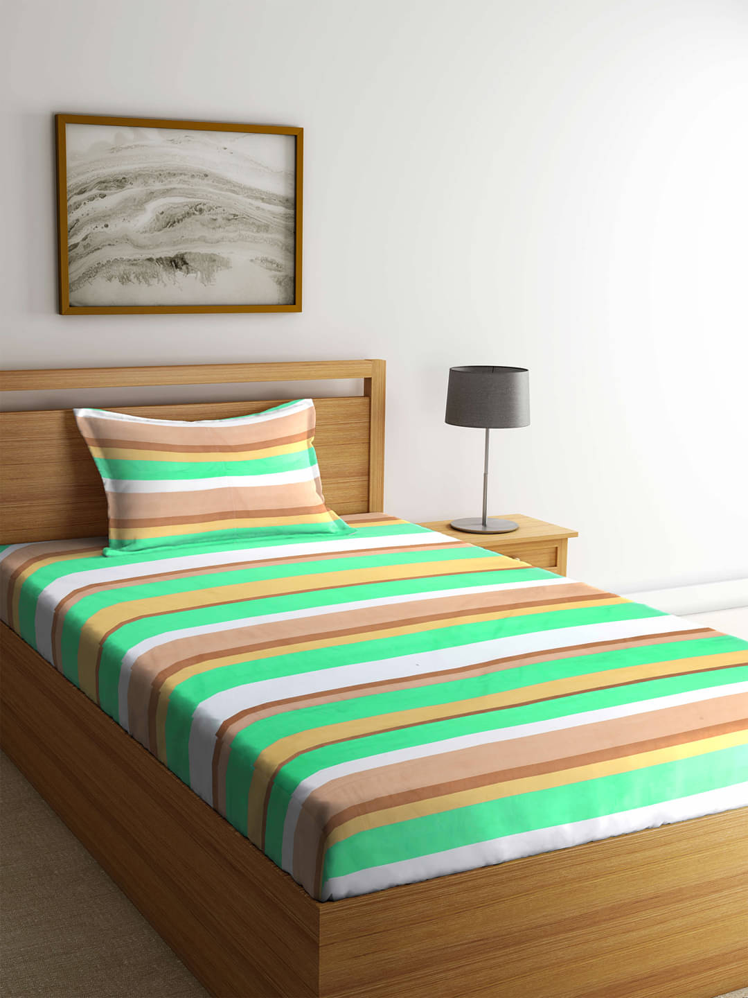 Klotthe Poly Cotton 1 Single Bedsheet with 1 Pillow Cover ( Green ) Klotthe Poly Cotton 1 Single Bedsheet with 1 Pillow Cover ( Green )