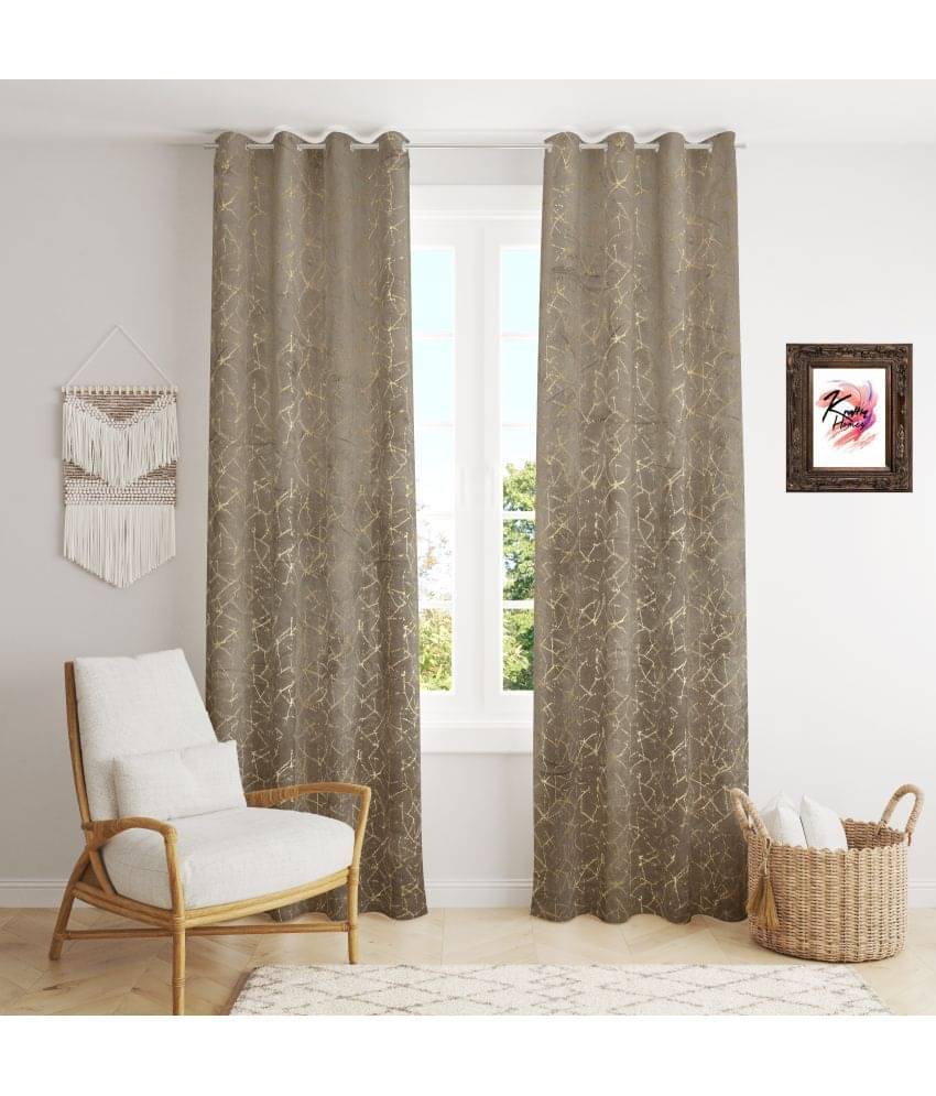     			Kraftiq Homes Abstract Room Darkening Eyelet Curtain 7 ft ( Pack of 2 ) - Dark Grey