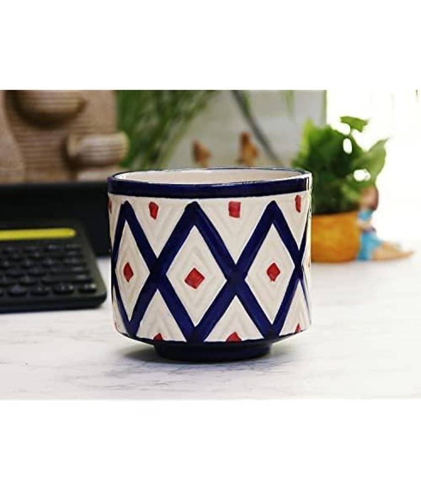     			Leafy Tales Blue Ceramic Ceramic Planters ( Pack of 1 )