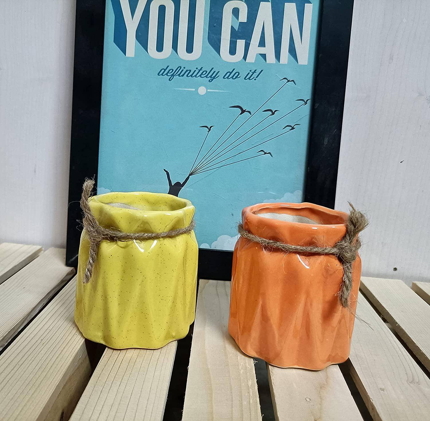     			Leafy Tales Multicolor Ceramic Ceramic Planters ( Pack of 2 )