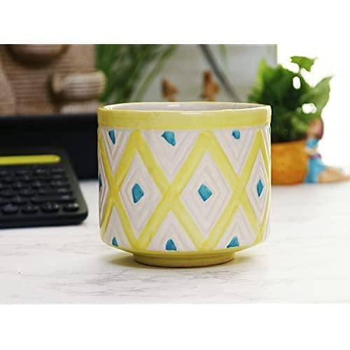    			Leafy Tales Yellow Ceramic Ceramic Planters ( Pack of 1 )
