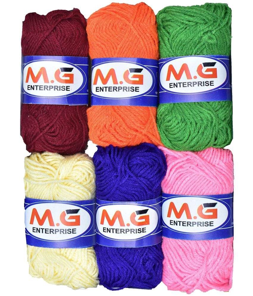     			M.G ENTERPRISE 100% Acrylic Wool White M.G Wool Ball Hand Knitting Wool/Art Craft Soft Fingering Crochet Hook Yarn, Needle Knitting Yarn Thread Dyed …