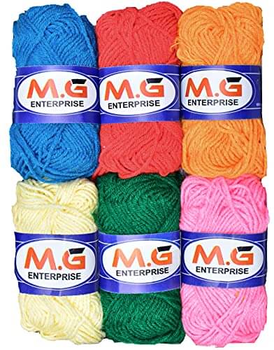     			M.G ENTERPRISE 100% Acrylic Wool White M.G Wool Ball Hand Knitting Wool/Art Craft Soft Fingering Crochet Hook Yarn, Needle Knitting Yarn Thread Dyed ?