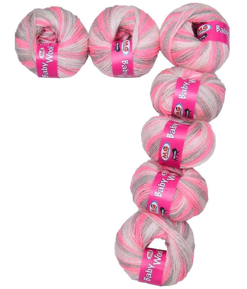     			M.G ENTERPRISE 100% Acrylic Wool Pink Grey 7 GMS Baby Wool 4 ply Wool Ball Hand Knitting Wool/Art Craft Soft Fingering Crochet Hook Yarn- Art-DGI