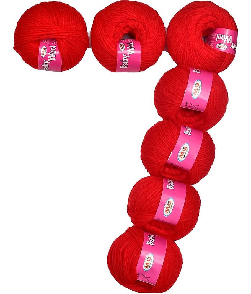M.G ENTERPRISE 100% Acrylic Wool Candy Red 7 Pc Baby Wool 4 ply Wool Ball Hand Knitting Wool/Art Craft Soft Fingering Crochet Hook Yarn-MC Art-GJ - Stationery | Buy online on ZillyBuy