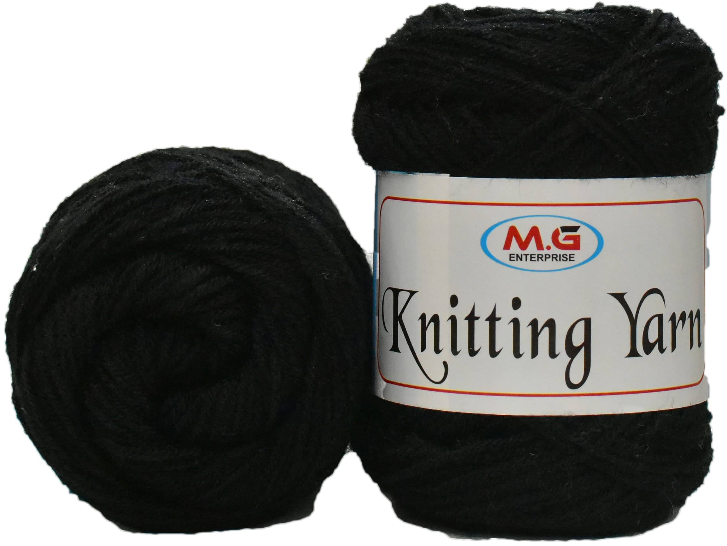     			M.G ENTERPRISE 100% Acrylic Wool Black 100 GMS Wool Ball Hand Knitting Wool/Art Craft Soft Fingering Crochet Hook Yarn, Needle Knitting Yarn Thread Dyed-AL Art-AFJ
