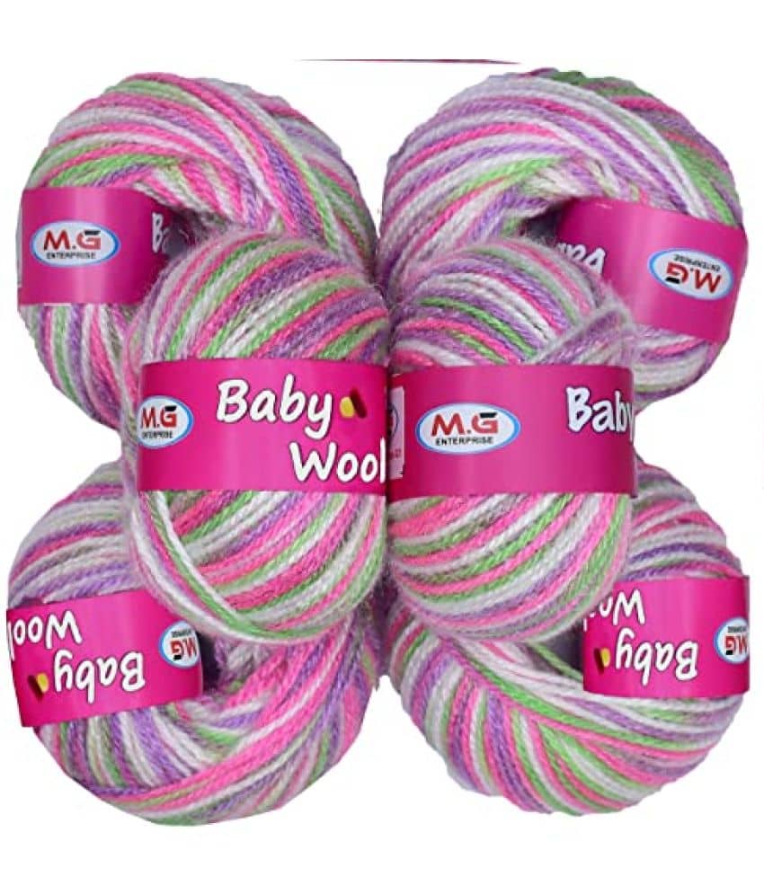 M.G ENTERPRISE 100% Acrylic Wool Chritmas (Pack of 6) Baby Wool Wool Ball Hand Knitting Wool/Art Craft Soft Fingering Crochet Hook Yarn, Needle Knitting Yarn Thread Dyed … -B