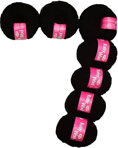     			M.G ENTERPRISE 100% Acrylic Wool Black 7 Pc Baby Wool 4 ply Wool Ball Hand Knitting Wool/Art Craft Soft Fingering Crochet Hook Yarn-AH Art-FF