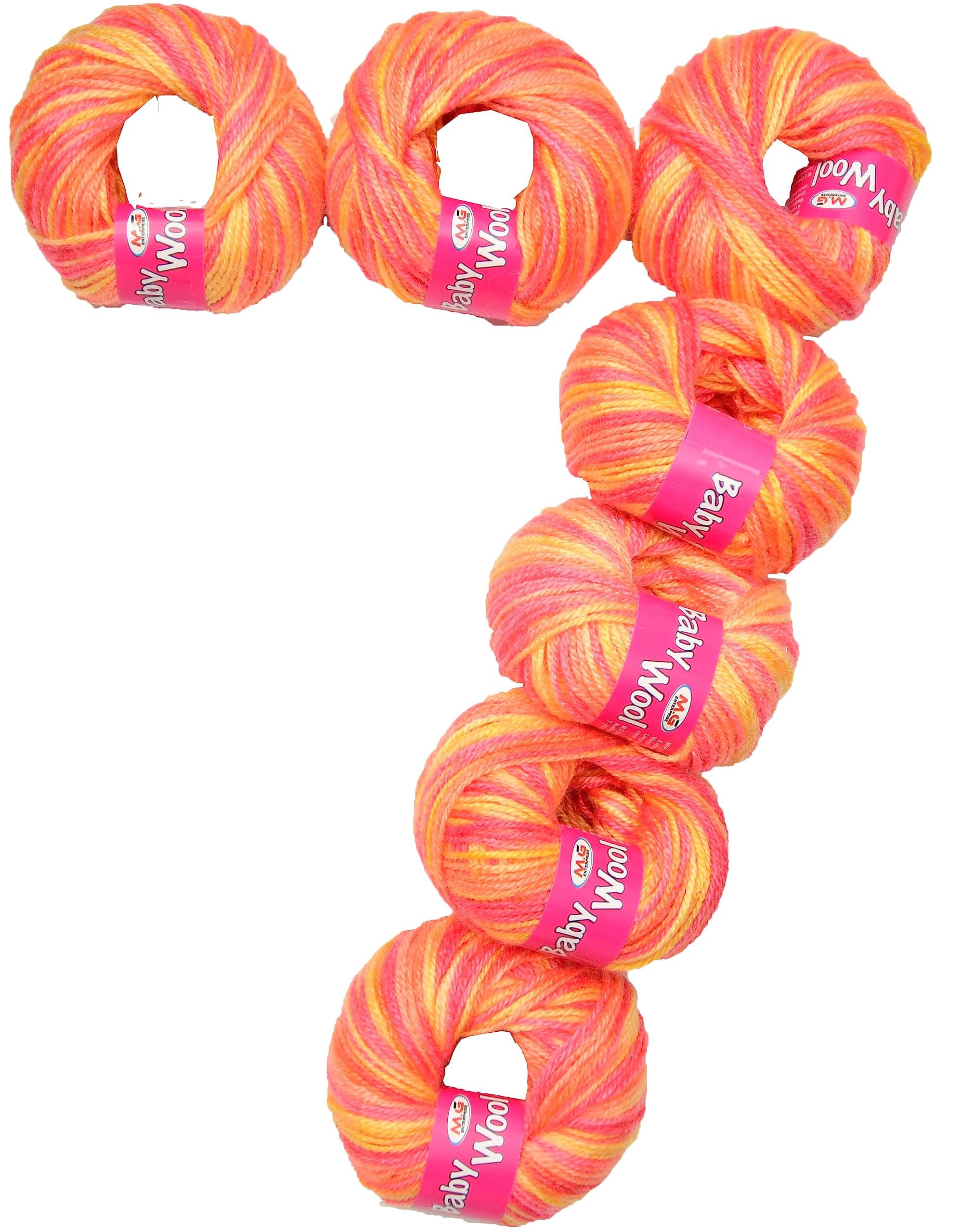     			M.G ENTERPRISE 100% Acrylic Wool Multi Orange 7 GMS Baby Wool 4 ply Wool Ball Hand Knitting Wool/Art Craft Soft Fingering Crochet Hook Yarn- Art-DGC