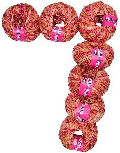     			M.G ENTERPRISE 100% Acrylic Wool Multi Strawberry 7 GMS Baby Wool 4 ply Wool Ball Hand Knitting Wool/Art Craft Soft Fingering Crochet Hook Yarn- Art-DHC
