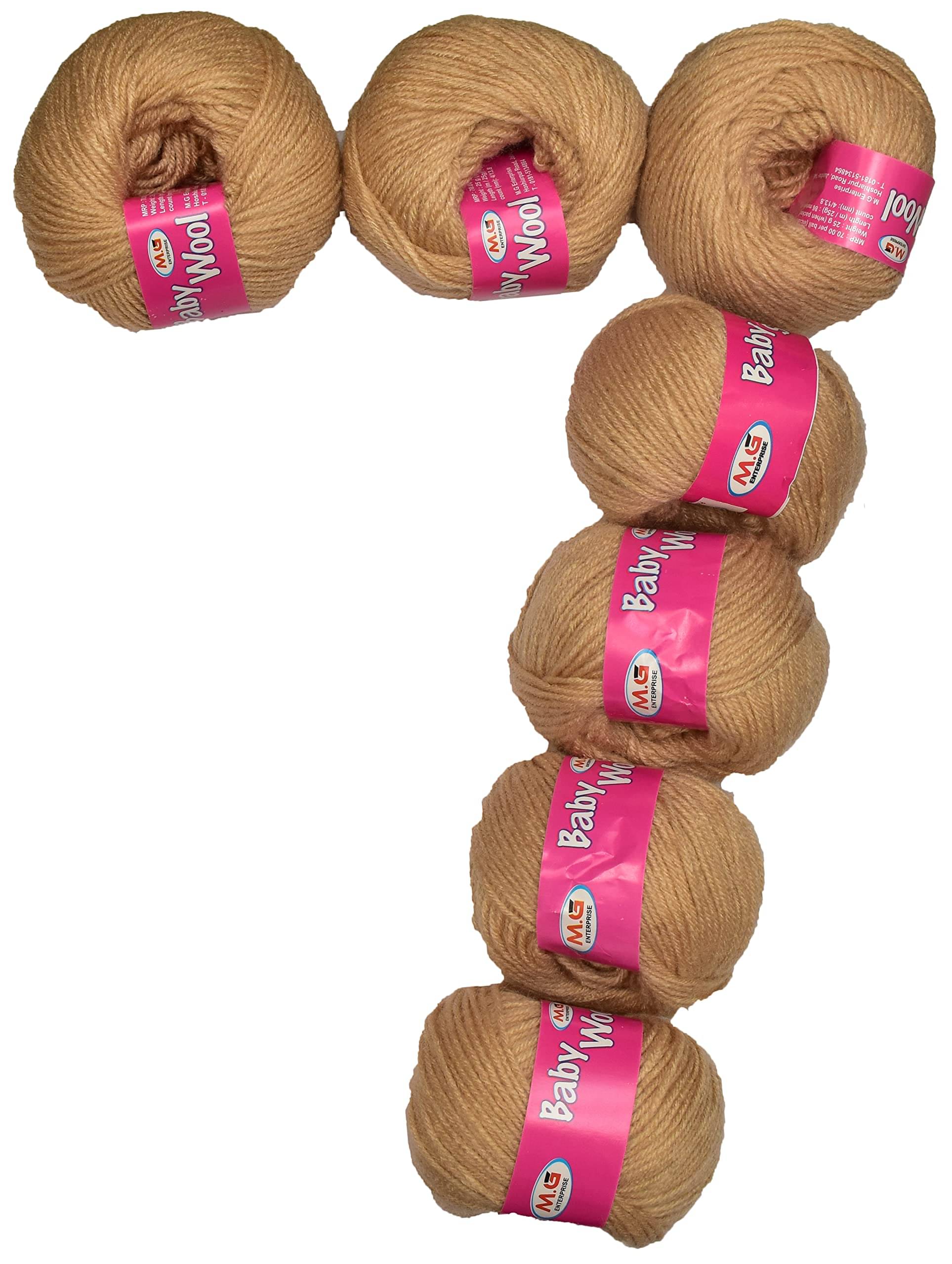     			M.G ENTERPRISE 100% Acrylic Wool Skin 7 Pc Baby Wool 4 ply Wool Ball Hand Knitting Wool/Art Craft Soft Fingering Crochet Hook Yarn-GB Art-AFJJ