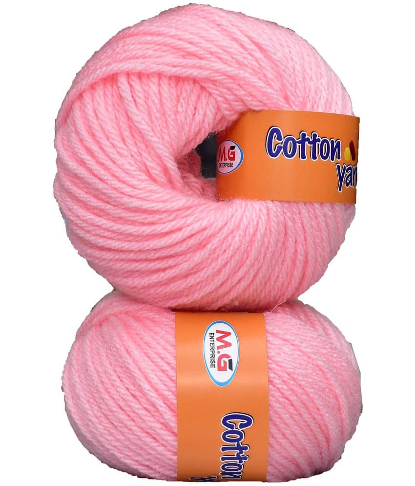 M.G ENTERPRISE Cotton Yarn Baby Acrylic Wool CY-Pink (150 gm) Baby Soft 4 ply Wool Ball Hand Knitting Wool/Art Craft Soft Fingering Crochet Hook Yarn, Needle Knitting Yarn Thread Dye MM