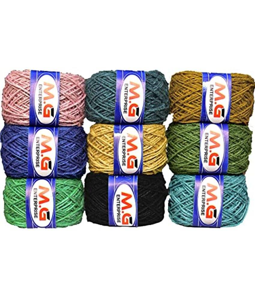     			M.G ENTERPRISE Jute Combo JC-V7 Colour Exclusive Twine Ball Threads String Rope 3 Ply 225 m (9 Colours / 25 m Each) for Creative Decoration
