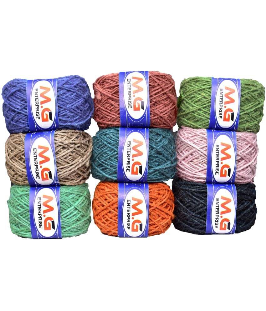     			M.G ENTERPRISE Jute Combo JC-V5 Colour Exclusive Twine Ball Threads String Rope 3 Ply 900 m (9 Colours / 100 m Each) for Creative Decoration