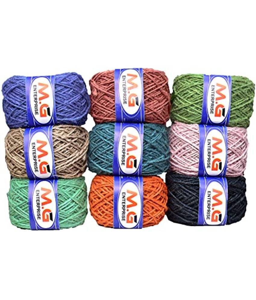     			M.G ENTERPRISE Jute Combo V5 Colour Exclusive Twine Ball Threads String Rope 3 Ply 225 m (9 Colours / 25 m Each) for Creative Decoration