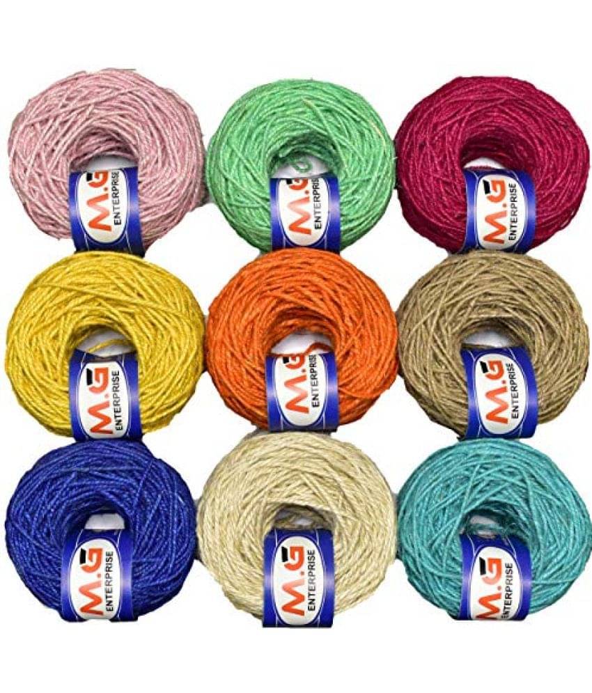     			M.G ENTERPRISE Jute Combo V2 Colour Exclusive Twine Ball Threads String Rope 3 Ply 225 m (9 Colours / 25 m Each) for Creative Decoration