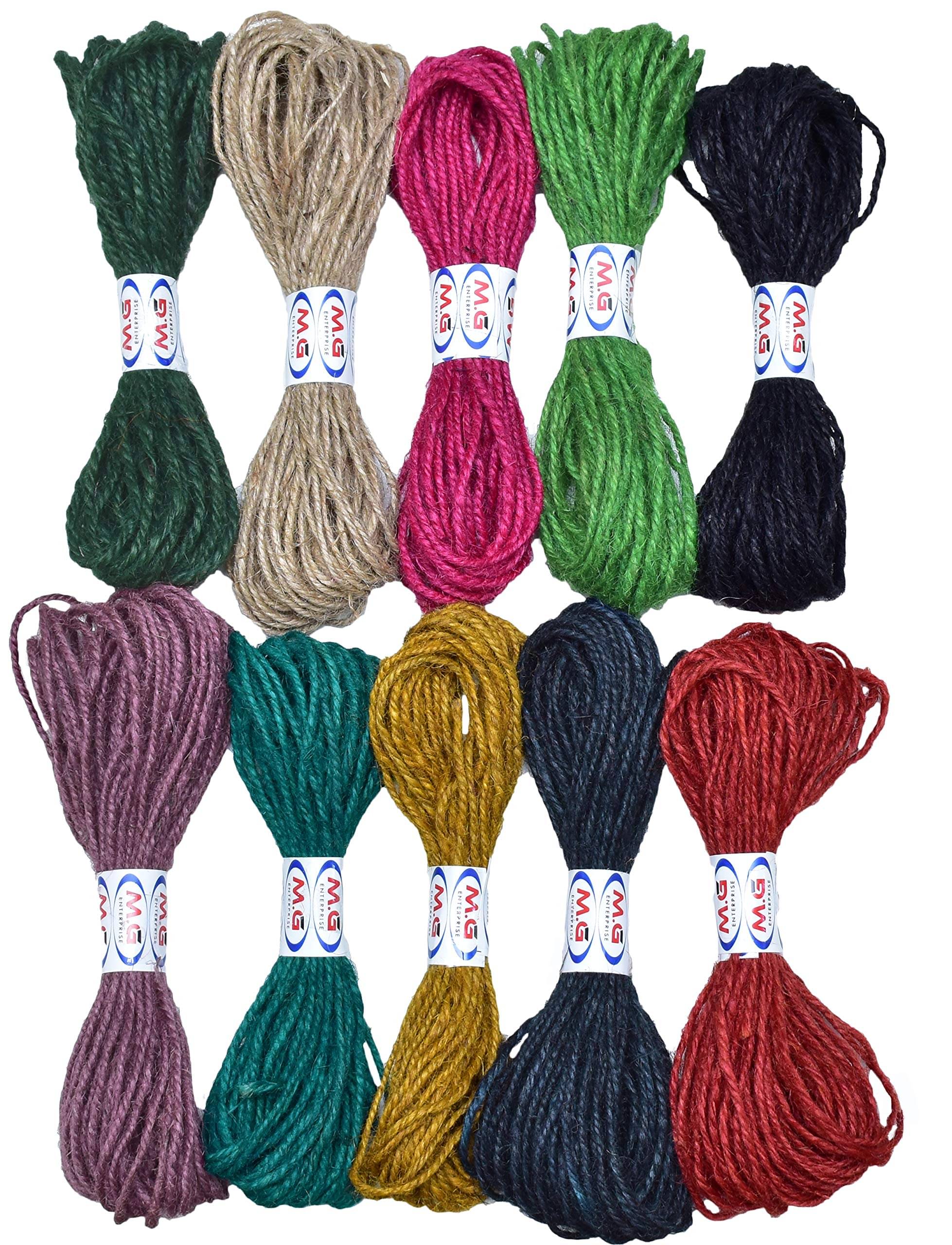     			M.G ENTERPRISE Jute Loops 30 pc (10m/pc Approx). JL 06 (3 pc Each Colour) 10 Colou Colour Exclusive Twine Ball Threads String Rope 3 Ply for Creative Decoration