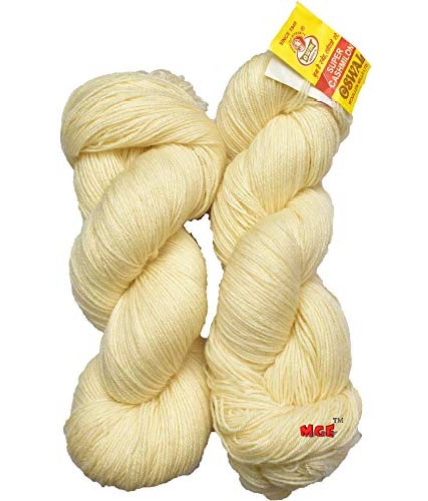     			M.G ENTERPRISE Os wal 3 ply Cream (500 gm) Wool Hank Hand Knitting Wool/Art Craft Soft Fingering Crochet Hook Yarn, Needle Knitting Yarn Thread Dyed