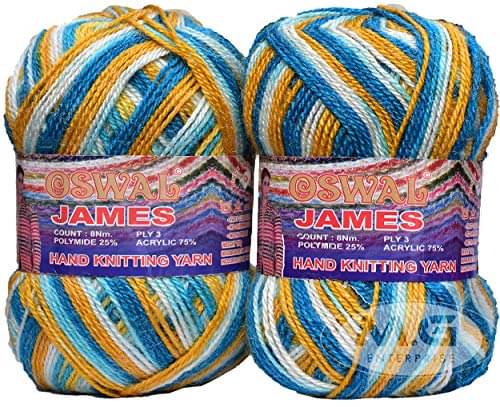     			M.G ENTERPRISE Os wal James Knitting Yarn Wool, Teal Mix Ball 200 gm Best Used with Knitting Needles, Crochet Needles Wool Yarn for Knitting Os wal