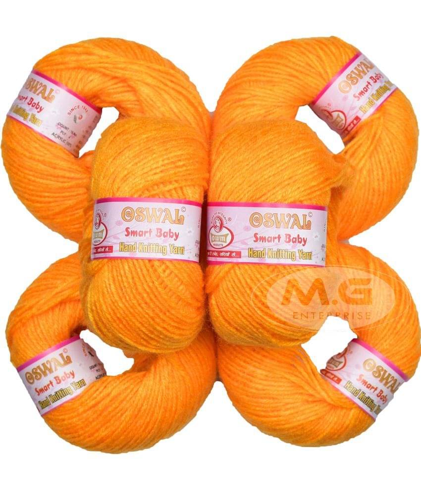     			M.G ENTERPRISE Os wal 100% Acrylic Wool Yellow (6 pc) Baby Soft 4 ply Wool Ball Hand Knitting Wool/Art Craft Soft Fingering Crochet Hook Yarn, Needle Knitting Yarn Thread Dye I
