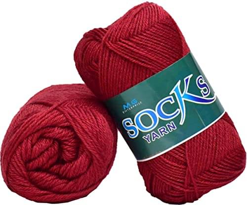     			M.G ENTERPRISE Premium Socks high Strength Nylon Yarn Suitable for Socks, Accessories, and Home Decor. 500 gm Red, Suitable for Both Crocheting & Knitting. EFAC
