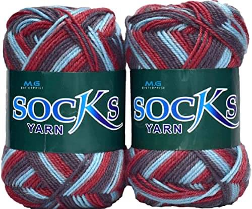     			M.G ENTERPRISE Premium Socks high Strength Nylon Yarn Suitable for Socks, Accessories, and Home Decor. 300 gm Purple Mix II, Suitable for Both Crocheting & Knitting. CNAD