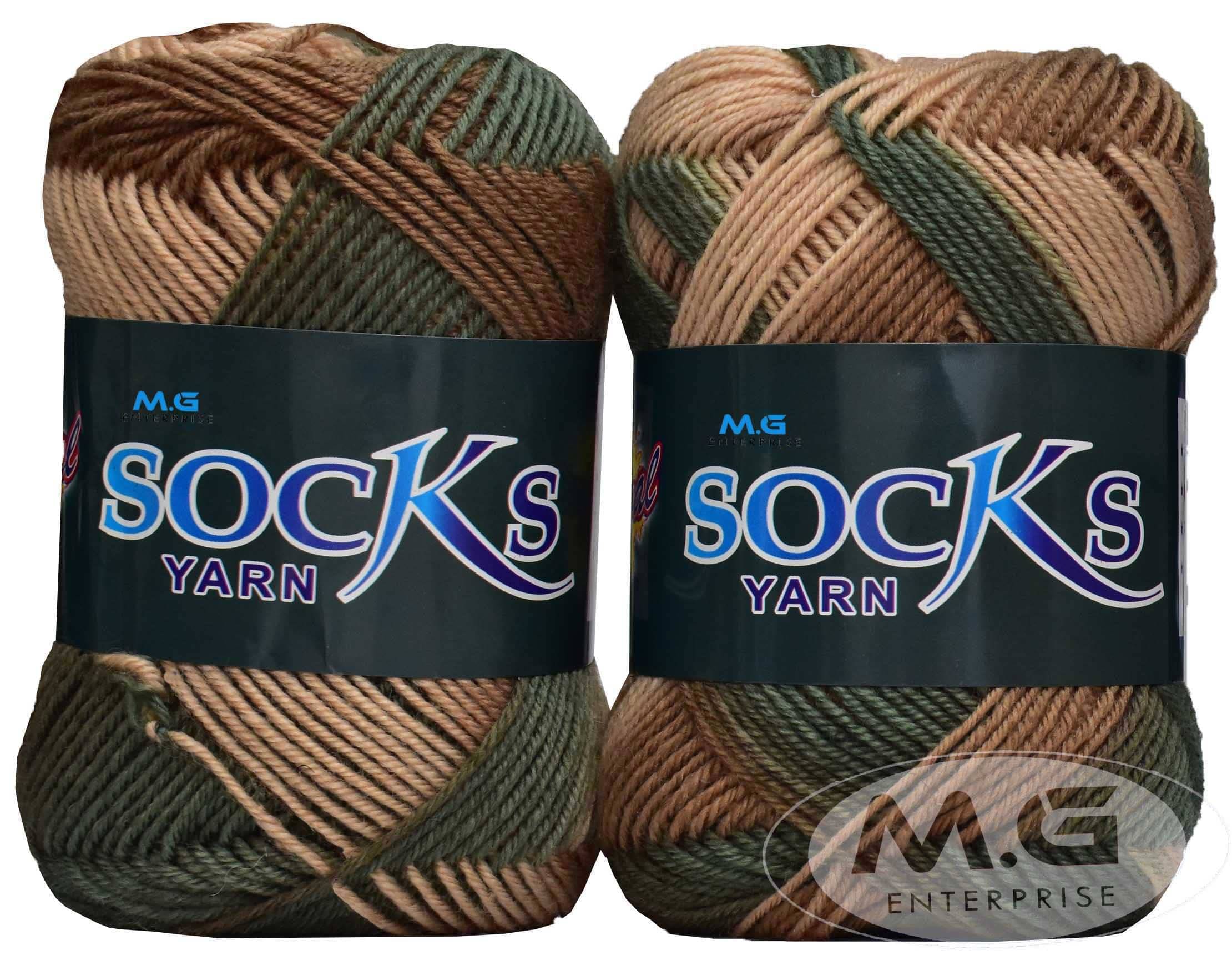     			M.G ENTERPRISE Premium Socks high Strength Nylon Yarn Suitable for Socks, Accessories, and Home Decor. 200 gm Multi Mehndi Suitable for Both Crocheting & Knitting.