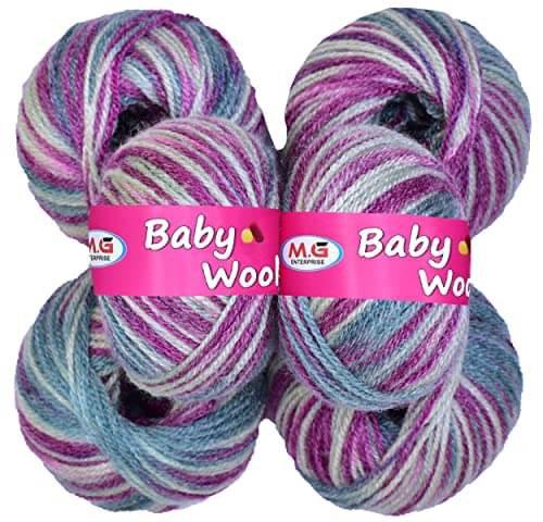     			M.G ENTERPRISE Premium Wool 100% Acrylic Wool Purple Mix (6 pc) Baby Soft M/G Wool Ball Hand Knitting Wool/Art Craft Soft M/G Fingering Crochet Hook Yarn