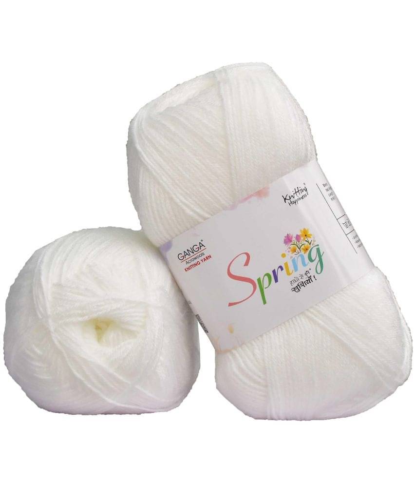     			M.G ENTERPRISE Spring White 400 GMS Wool Ball Hand Knitting Wool / Art Craft Soft Fingering Crochet Hook Yarn, Needle Knitting Yarn Thread Dyed-K Art-AEGI