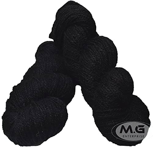     			M.G ENTERRPISE RABIT Excel Black (200 gm) Wool Hank Hand Knitting Wool/Art Craft Soft Fingering Crochet Hook Yarn, Needle Knitting Yarn Thread Dyed AFI