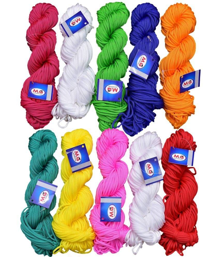     			M.G Enterprise Macrame Combo 10 pc Combo Braided Cord Thread Nylon Knot Rope Sturdy Cording, Mildew Resistant DIY 3 mm 30 Meter Each for Jewelry Making, Bags & Art Craft