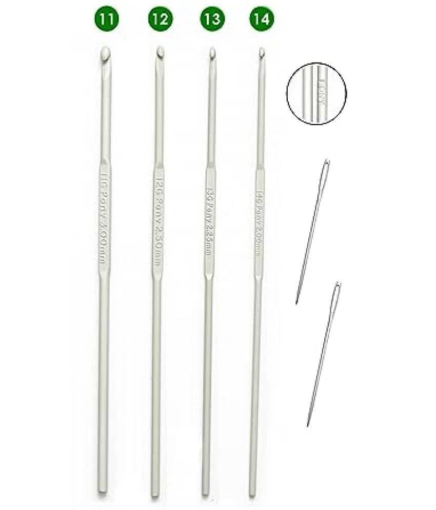 M.G Enterprise Pony Aluminum Crochet Hook Knitting Needles for Sewing Craft Set of 4- Number 11,12,13,14