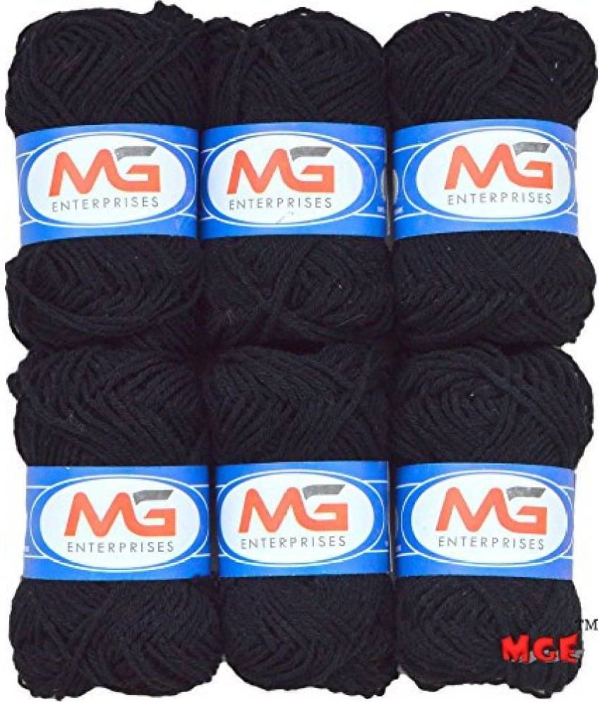     			M.G Enterprises Black Wool Ball. Hand Knitting Art Craft Soft Fingering Crochet Hook Yarn, Needle Knitting Thread Dyed - Pack of 8